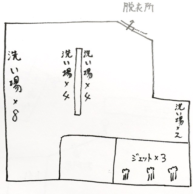 中央区の銭湯「銀座湯」のお風呂の見取り図