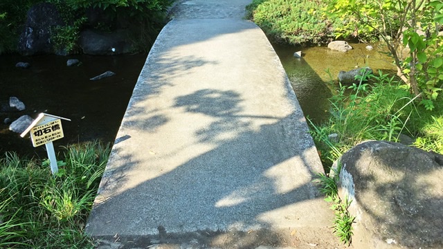 平塚市総合公園の日本庭園の切石橋