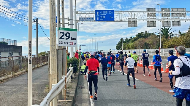 湘南国際マラソンの距離表示29km地点