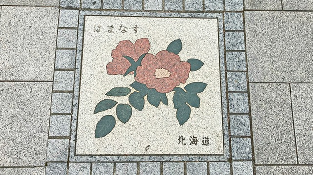 皇居周回コースの北海道の花の輪プレート