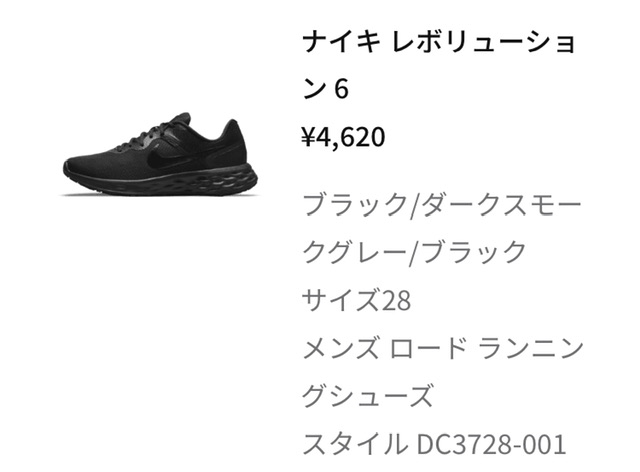 NIKEレボリューション6注文画面